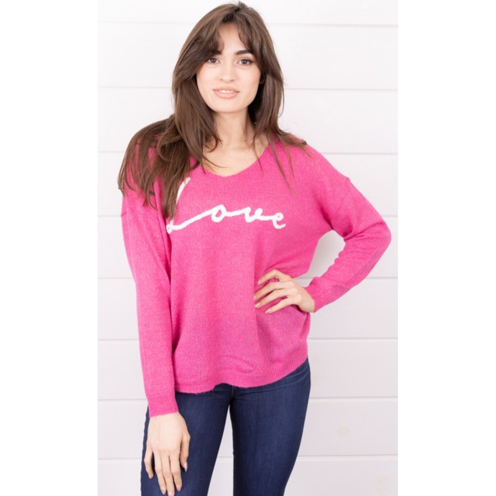 Elan Women's Fuchsia‎ Love Sweater Size S